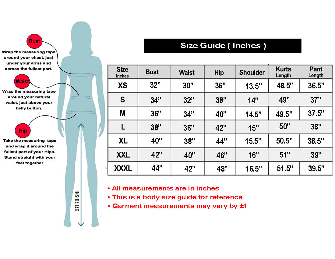 SN135 Body size guide with measurements in inches for various clothing sizes.