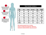 SN175 Body size guide with measurements in inches for various clothing sizes.
