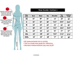 SN179 Body size guide with measurements in inches for various clothing sizes.