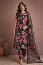 Midnight Bloom Botanical Lawn 3 Piece Suit