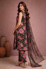 Midnight Bloom Botanical Lawn 3 Piece Suit