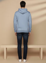 SN355 men’s powder blue fleece hoodie, long sleeve pullover with hood, back view design