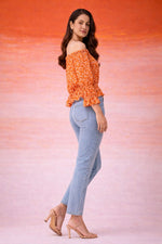 Orange & White Striped Peplum Top for Women | Casual Summer Top