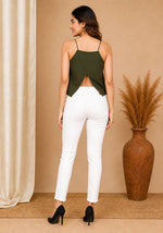 Olive Green Crop Top for Women – Sleeveless Square Neck