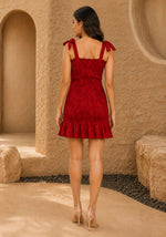 Red Tie Shoulder Mini Dress for Women | A-Line Party Dress