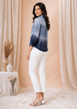 Blue Ombre Rayon Shirt for Women – Stylish Casual Top