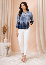 Blue Ombre Rayon Shirt for Women – Stylish Casual Top