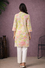 SN259 women’s pastel cotton blend kurta pant set back pose with relaxed straight fit