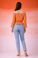 Orange & White Striped Peplum Top for Women | Casual Summer Top