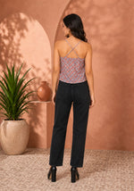 Brown Plaid Sleeveless Button Front Cami Top for Women