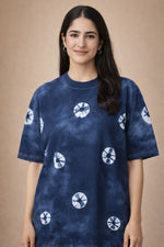 Indigo Tie-Dye Oversized T-Shirt for Women (Cotton) – SN73
