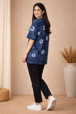 Indigo Tie-Dye Oversized T-Shirt for Women (Cotton) – SN73