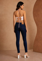 White Red Halter Crop Top – Handkerchief Hem for Women