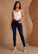 White Red Halter Crop Top – Handkerchief Hem for Women