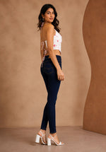 White Red Halter Crop Top – Handkerchief Hem for Women