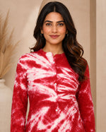 Women Red & White Tie-Dye Cotton Shirt – Casual & Workwear Top