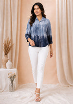 Blue Ombre Rayon Shirt for Women – Stylish Casual Top