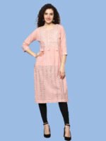 Nairiti Peach Kurti Cotton Shifali