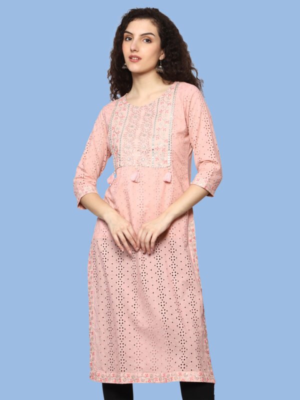 Nairiti Peach Kurti Cotton Shifali - Image 7