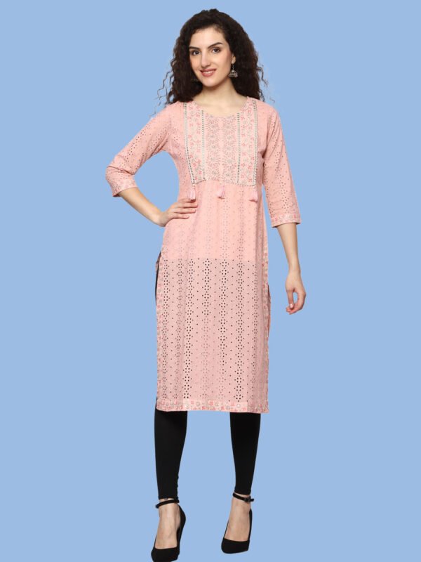 Nairiti Peach Kurti Cotton Shifali - Image 5