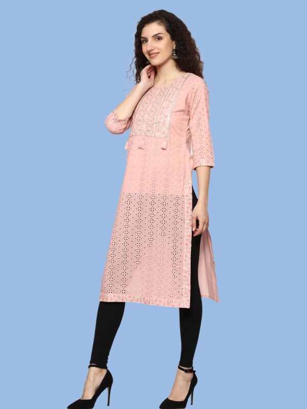 Nairiti Peach Kurti Cotton Shifali - Image 4