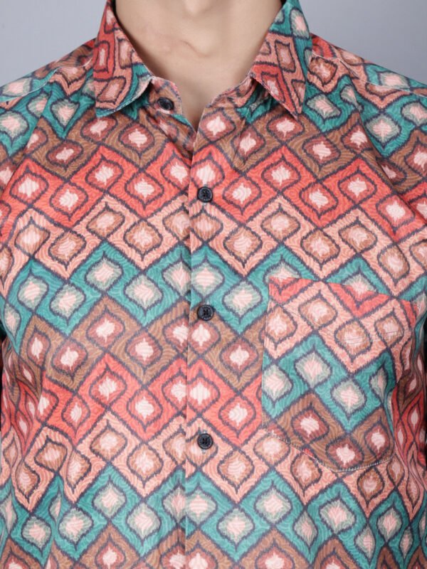 Geometric Print Men's Shirt - Closeup -sn319 by Crazysparkles