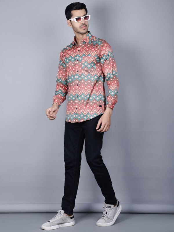Geometric Print Men's Shirt - Fulllsidepose -sn319 by Crazysparkles