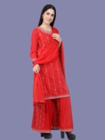 Adithi Red Sharara Modal Muslin - Image 4