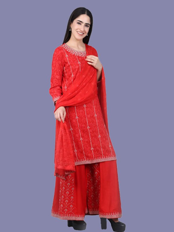 Adithi Red Sharara Modal Muslin - Image 4