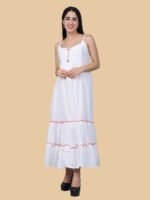 Mishika White Pink Cotton Gown