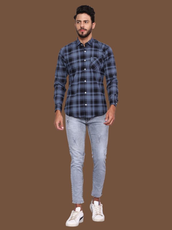 Aldebaran Blue Black Check Casual Shirt - Image 2