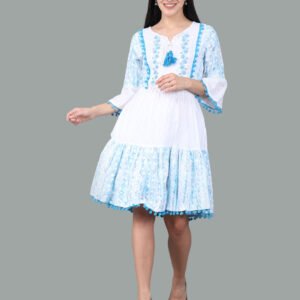 Nainika White Cotton Chikan Mides