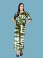 Rutvi Olive Green White Rayon Co-ords Set - Image 2