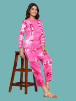 Anvika Pink White Rayon Co-ords Set - Image 2