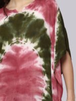 Mahira Pink Green Rayon Kaftan - Image 2