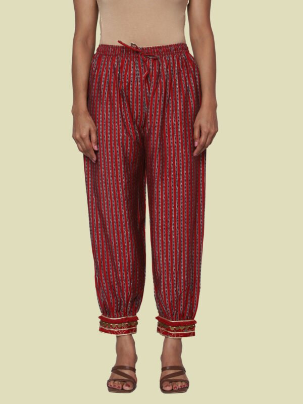 Nithya Red Kurta Pant Modal Muslin - Image 5