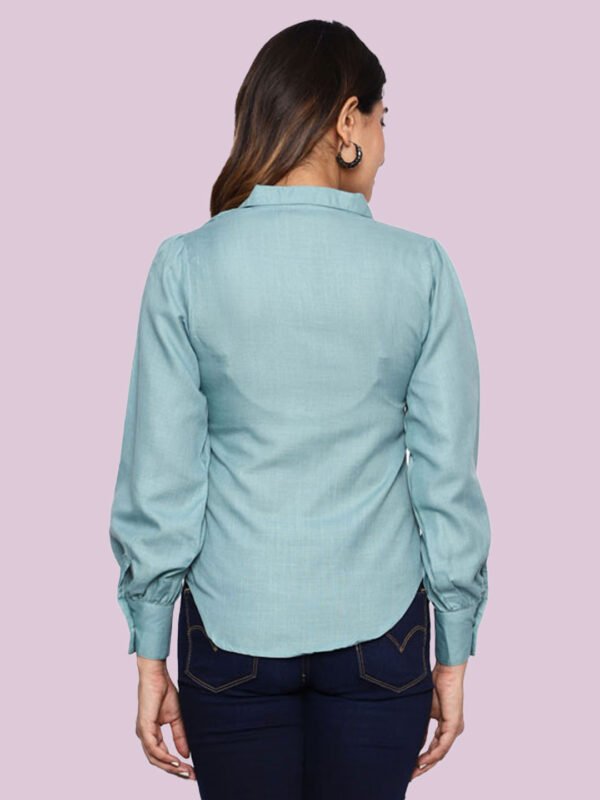 Mrinali Olive Green Rayon Top - Image 2