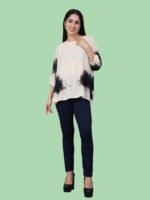 Braahmi Beige  Black  Rayon Top - Image 2