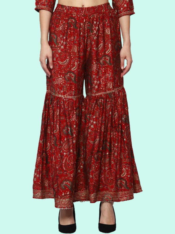 Gaurangi Red Sharara Modal Muslin - Image 3
