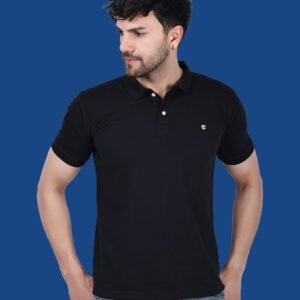 Rich Black Solid Color Polo T-shirt