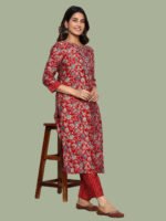 Nandita Red Kurta Pant Cotton - Image 2