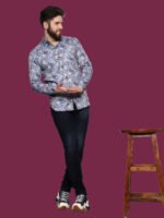 Absolutno Blue Pattern Casual Shirt - Image 2
