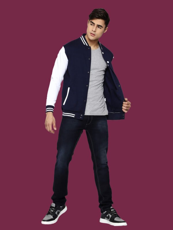 Ekaksh - Dark Blue Casual Varsity Jacket - Image 2