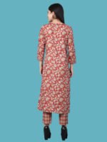 Gourangi Red Kurta Pant Cotton - Image 3