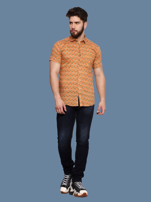 Blomming Flower Orange Casual Shirt - Image 2