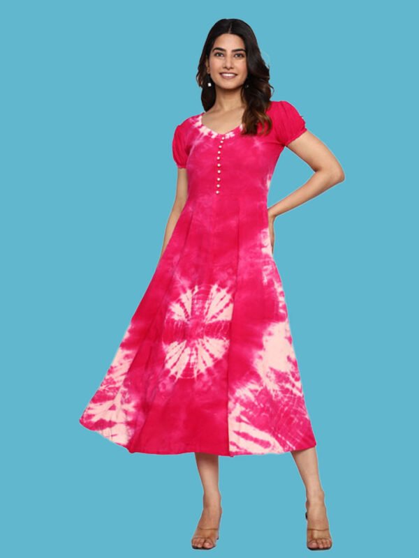 Anvi Pink Rayon Dress - Image 1