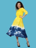 Kiara Yellow Blue Rayon Dress - Image 2