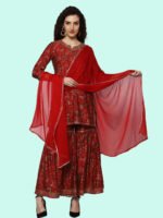 Gaurangi Red Sharara Modal Muslin