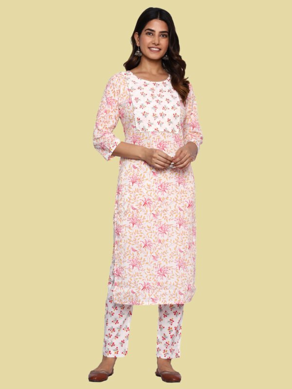 Nandika Pink Kurta Set Cotton - Image 1