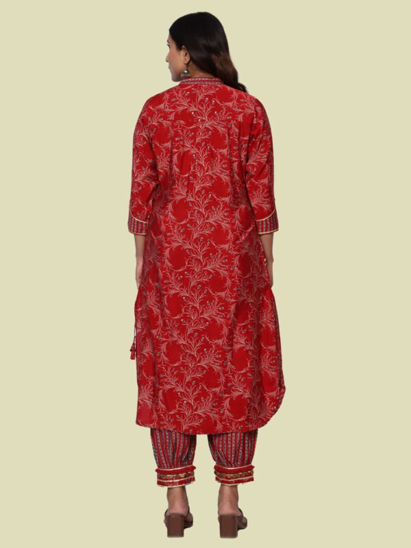 Nithya Red Kurta Pant Modal Muslin - Image 4